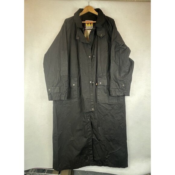 Kukadu 1032 Black Australian Drover Waxed Canvas Riders Coat Men’s XL [no cape] - Picture 1 of 14